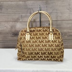 Michael Kors Signature Canvas Leather Satchel Handbag